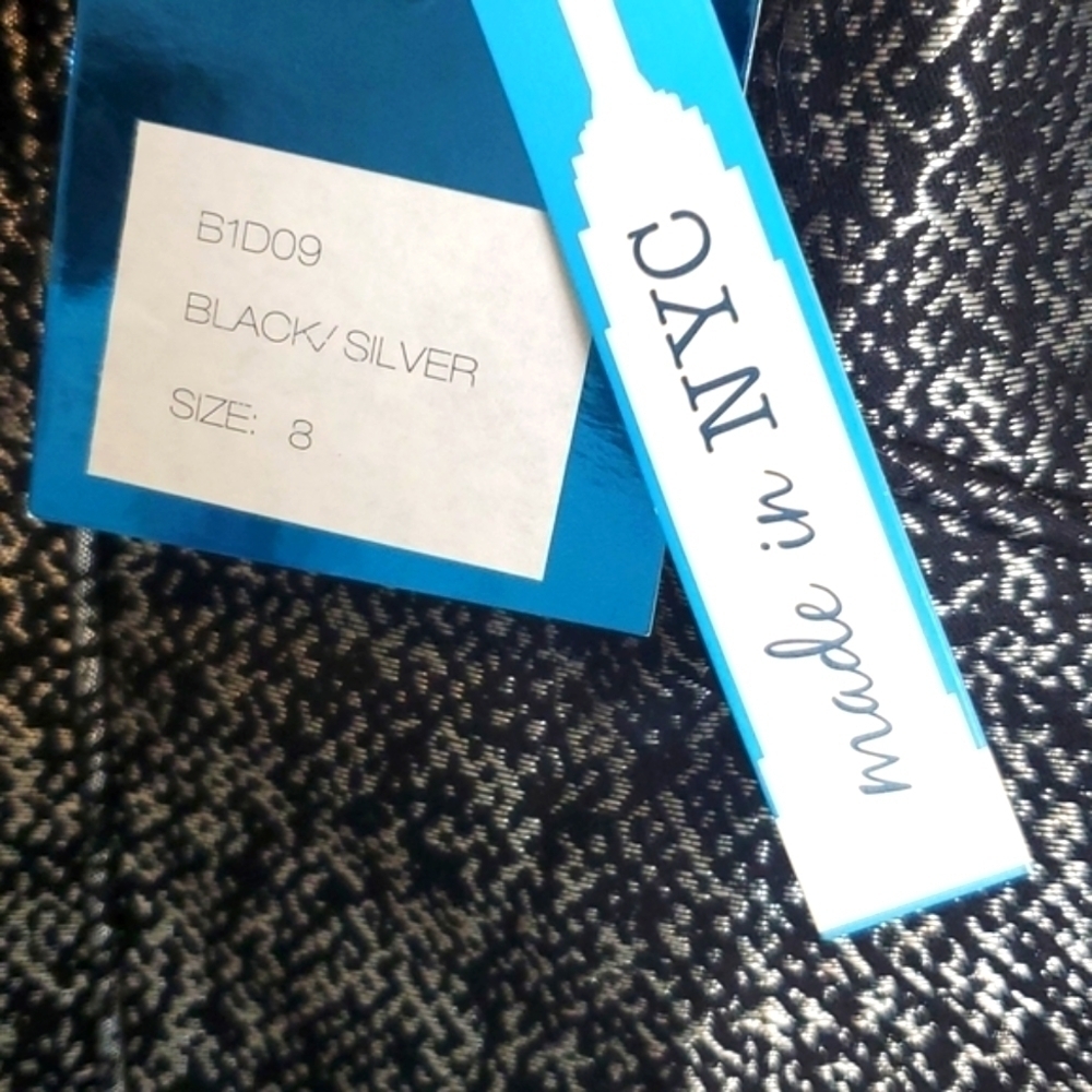 Yoana Baraschi Blue,‎ Black and Silver Fit and Flare Party Dress - Picture 10 of 10